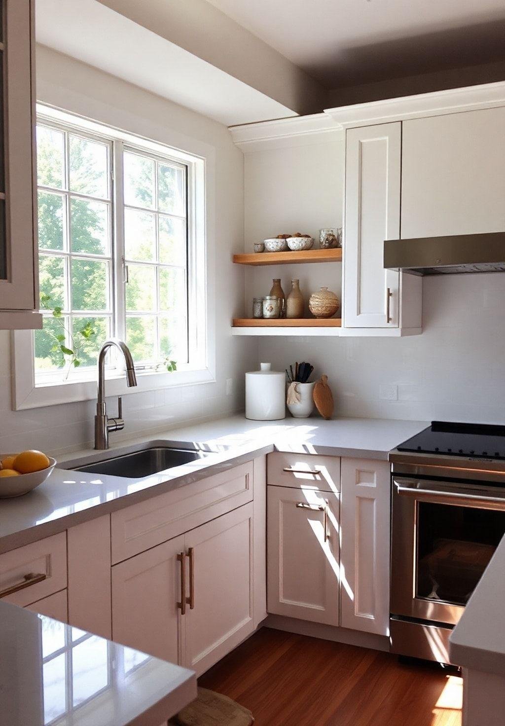 A kitchen features updated cabinet hardware, adding a touch of modern style and visual interest. The new hardware is sleek and minimalist, complementing the existing cabinetry and creating a cohesive look. The kitchen is bright and airy, and the new hardware adds a touch of sophistication. The overall aesthetic is modern, functional, and inviting.